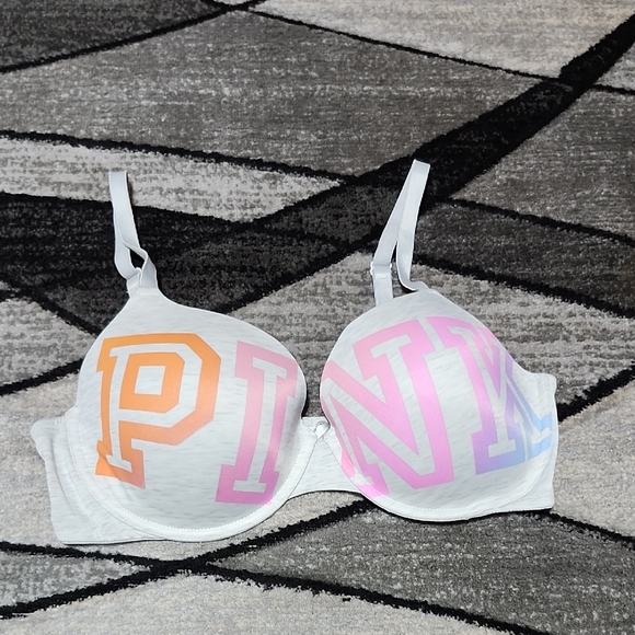 VS PINK 2021 GRAY OMBRE WEAR EVERYWHERE T-SHIRT LIGHTLY-LINED UNDERWIRE BRA - Picture 1 of 13